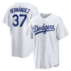 Los Angeles Dodgers #37 Teoscar Hernandez White MWATKINS Home Replica Jersey