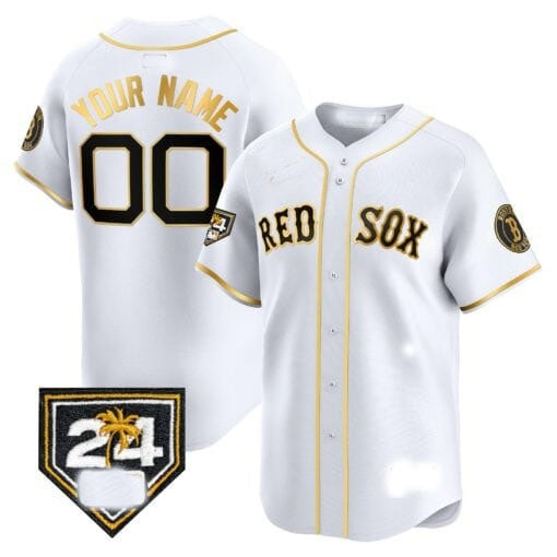 Custom Boston Red Sox 2024 Spring Training Patch Vapor Premier Limited Jersey ¨C White Gold MWATKINS