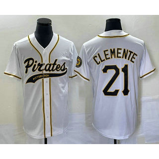 Pittsburgh Pirates #21 Roberto Clemente White MWATKINS Cool Base Stitched Jersey