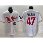 Minnesota Twins #47 Edouard Julien White MWATKINS Cool Base Stitched Jersey 1