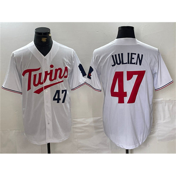 Minnesota Twins #47 Edouard Julien White MWATKINS Cool Base Stitched Jersey 1