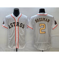 Houston Astros #2 Alex Bregman 2023 White Gold MWATKINS World Serise Champions Patch Flex Base Stitched Jersey