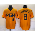 Pittsburgh Pirates #8 Willie Stargell Number Gold MWATKINS 2023 City Connect Stitched Jersey 2