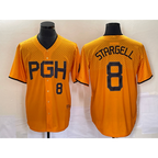 Pittsburgh Pirates #8 Willie Stargell Number Gold MWATKINS 2023 City Connect Stitched Jersey 2
