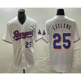 Texas Rangers #25 Jose Leclerc Number White MWATKINS 2024 Gold Collection Limited Cool Base Jerseys