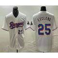 Texas Rangers #25 Jose Leclerc Number White MWATKINS 2024 Gold Collection Limited Cool Base Jerseys