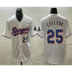 Texas Rangers #25 Jose Leclerc Number White MWATKINS 2024 Gold Collection Limited Cool Base Jerseys