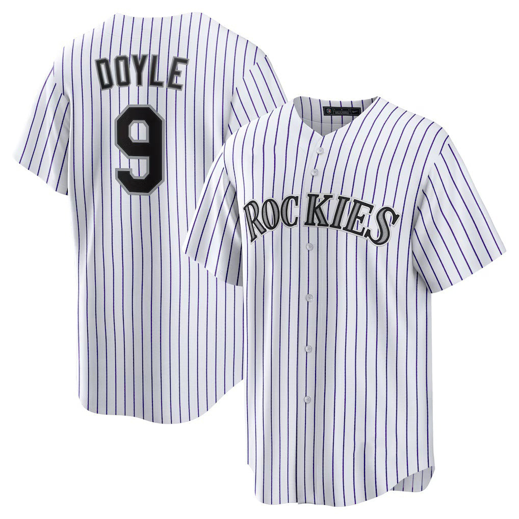 Colorado Rockies #9 Brenton Doyle White MWATKINS Home Replica Jersey