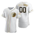 Custom Chicago Cubs White MWATKINS Stitched Flex Base Golden Edition Jersey