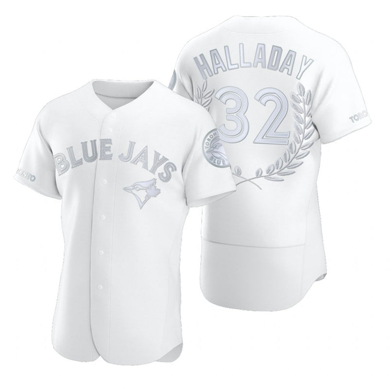 Toronto Blue Jays #32 Roy Halladay White MWATKINS Flexbase Fashion Jersey