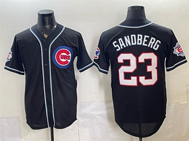 Chicago Cubs #23 Ryne Sandberg 150th Anniversary Black MWATKINS Out Style Vapor Premier Limited Stitched Jersey
