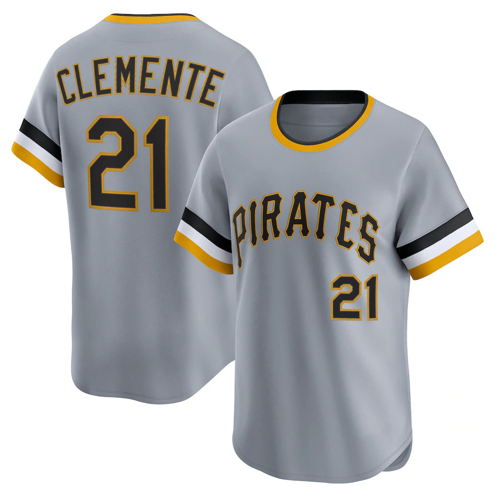 Pittsburgh Pirates #21 Roberto Clemente Gray MWATKINS Throwback Cooperstown Collection Limited Jersey