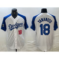 Los Angeles Dodgers #18 Yoshinobu Yamamoto Number White Blue MWATKINS Fashion Stitched Cool Base Limited Jersey