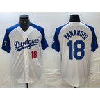 Los Angeles Dodgers #18 Yoshinobu Yamamoto Number White Blue MWATKINS Fashion Stitched Cool Base Limited Jersey