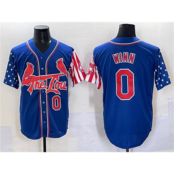 St. Louis Cardinals #0 Masyn Winn Royal MWATKINS Independence Day Vapor Premier Limited Stitched Jersey