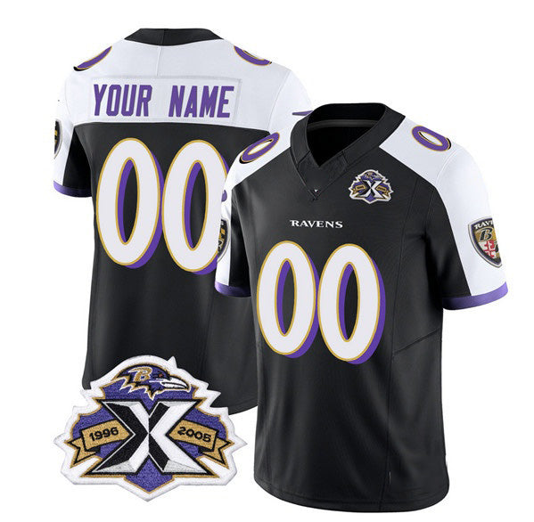 Custom B.Ravens Active Player Black White MWATKINS 2023 F.U.S.E With Patch Throwback Vapor Limited Stitched Jersey
