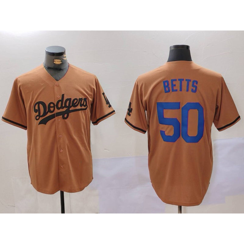 Los Angeles Dodgers #50 Mookie Betts Olive MWATKINS Cool Base Limited Stitched Jersey