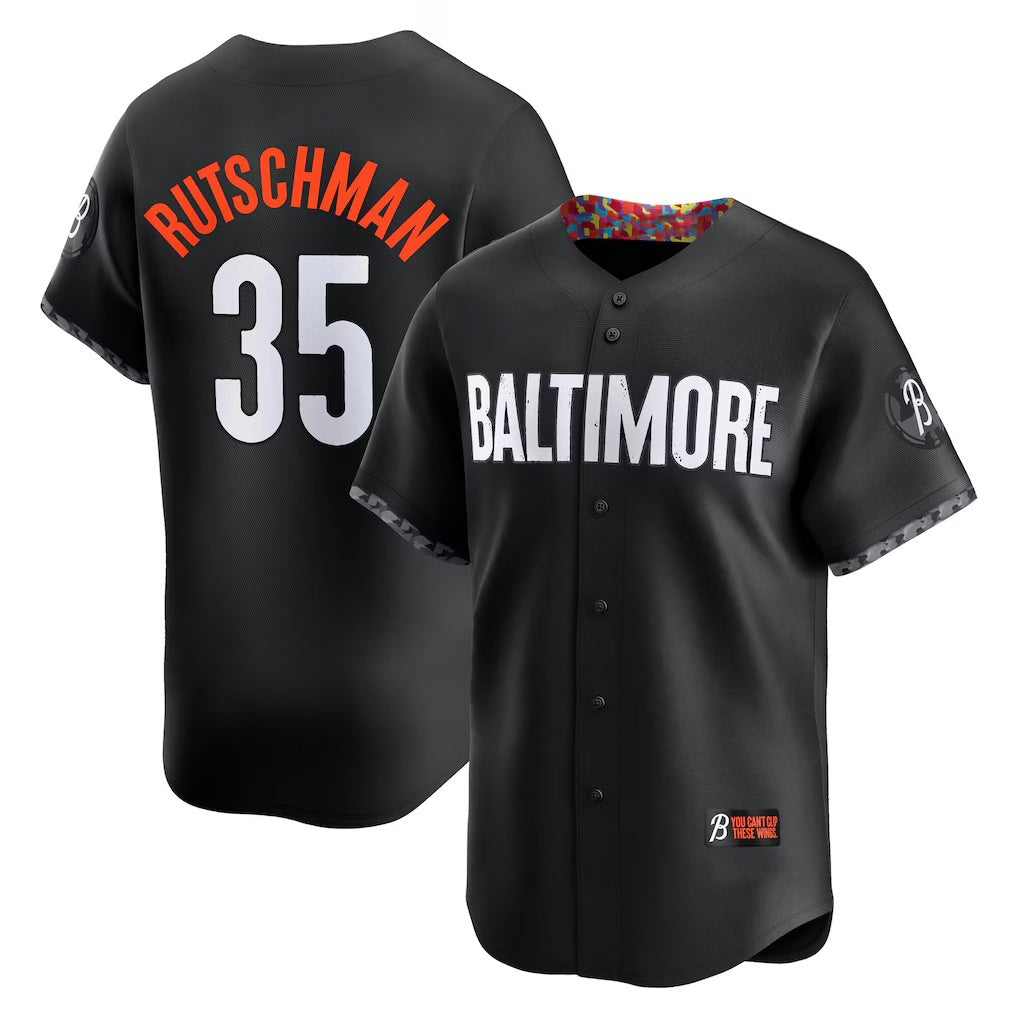 Baltimore Orioles #35 Adley Rutschman Black MWATKINS City Connect Limited Player Jersey