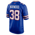 B.Bills #38 Tre Norwood Royal MWATKINS Team Game Jersey