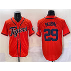Detroit Tigers #29 Tarik Skubal Orange MWATKINS With Patch Cool Base Stitched Jersey