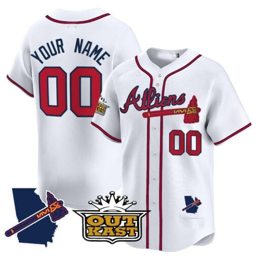 Custom Atlanta Braves Atliens Vapor Premier Limited Jersey V2 ¨C White MWATKINS