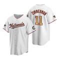 Washington Nationals #11 Ryan Zimmerman White Gold MWATKINS 2019 World Series Champions Stitched Cool Base Jersey