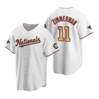 Washington Nationals #11 Ryan Zimmerman White Gold MWATKINS 2019 World Series Champions Stitched Cool Base Jersey