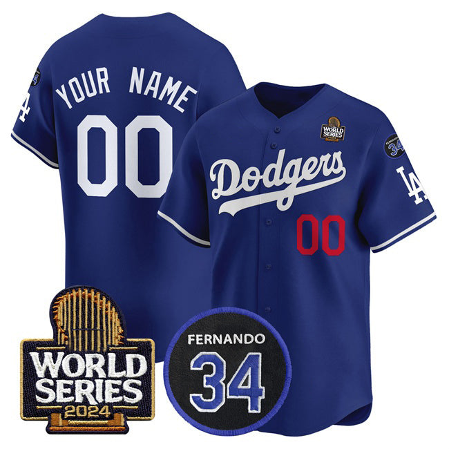 Custom Los Angeles Dodgers ACTIVE PLAYER Royal MWATKINS 2024 World Series With Fernando Memorial Patch Limited Stitched Jersey
