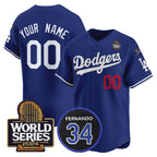 Custom Los Angeles Dodgers ACTIVE PLAYER Royal MWATKINS 2024 World Series With Fernando Memorial Patch Limited Stitched Jersey