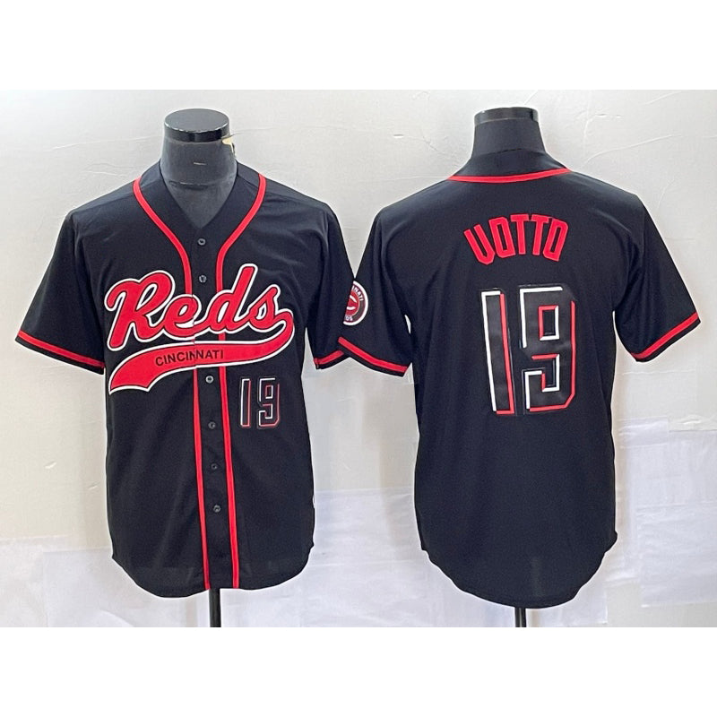Cincinnati Reds #19 Joey Votto Number Black MWATKINS 2023 City Connect Cool Base Stitched Jersey 2