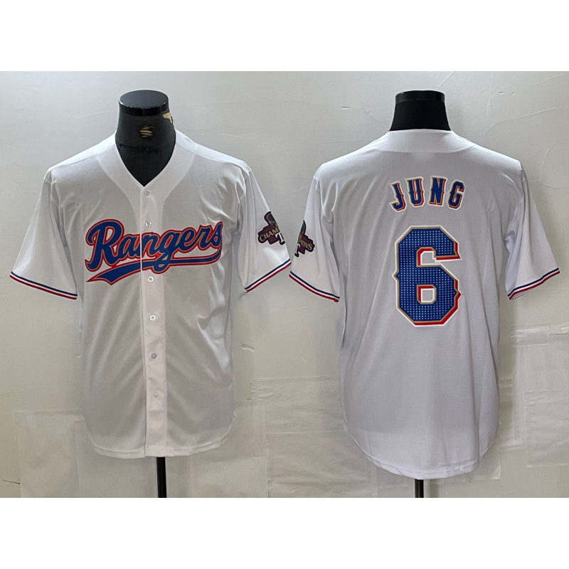 Texas Rangers #6 Josh Jung White MWATKINS 2023 World Series Champions Cool Base Jersey