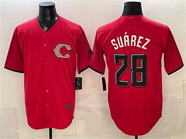 Cincinnati Reds #28 Eugenio Su¨¢rez Red MWATKINS 2026 City Connect Stadium Stitched Jersey