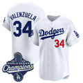 Los Angeles Dodgers #34 Fernando Valenzuela White MWATKINS 2025 Champions Stitched Jersey