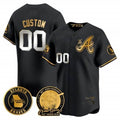 Custom Atlanta Braves Hank Aaron 715th Home Run Patch Vapor Premier Limited Jersey V2 ¨C All Stitched-Black MWATKINS