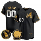 Custom Atlanta Braves Hank Aaron 715th Home Run Patch Vapor Premier Limited Jersey V2 ¨C All Stitched-Black MWATKINS