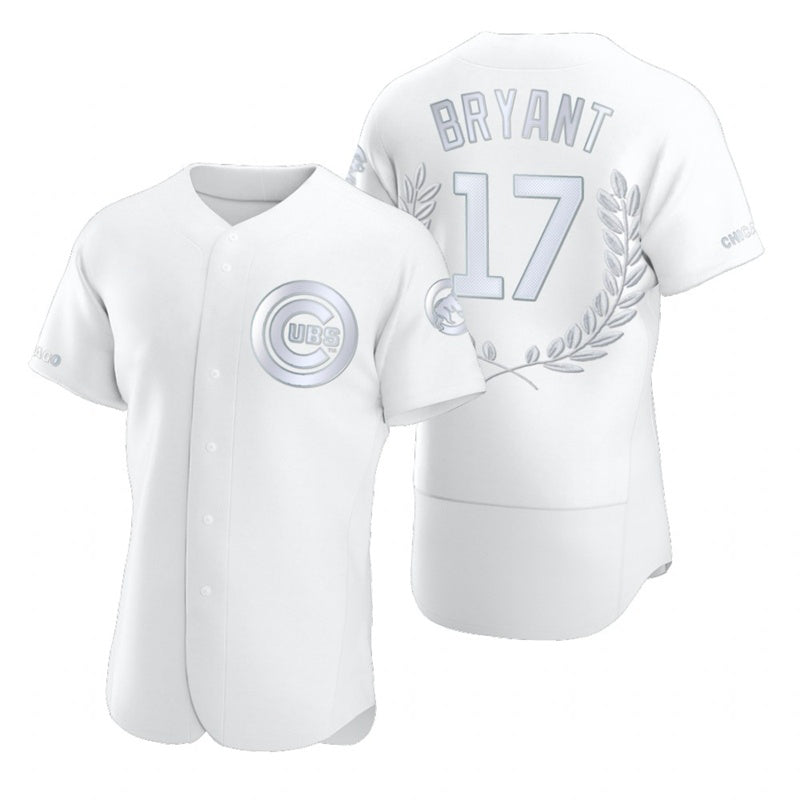 Chicago Cubs #17 Kris Bryant White Black MWATKINS Flexbase Fashion Jersey