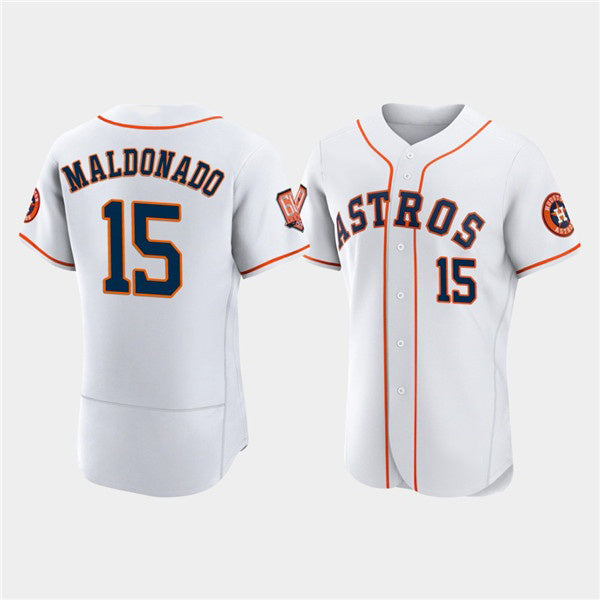 Houston Astros #15 Mart¨ªn Maldonado White MWATKINS 60th Anniversary Flex Base Stitched Jersey