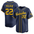 Milwaukee Brewers #22 Christian Yelich Navy MWATKINS Alternate Limited Jersey