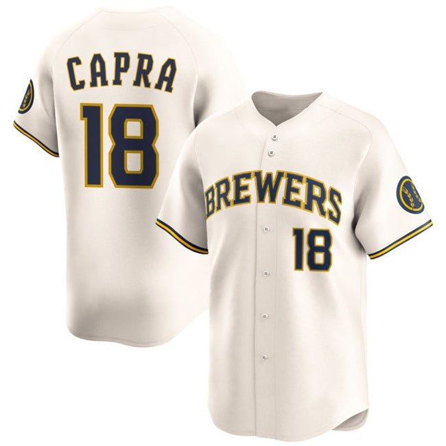 Milwaukee Brewers #18 Vinny Capra Cream MWATKINS 2025 Limited Stitched Jersey