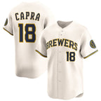 Milwaukee Brewers #18 Vinny Capra Cream MWATKINS 2025 Limited Stitched Jersey
