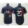 Houston Astros #27 Jose Altuve Number Mexico Black MWATKINS Cool Base Stitched Jersey