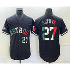 Houston Astros #27 Jose Altuve Number Mexico Black MWATKINS Cool Base Stitched Jersey