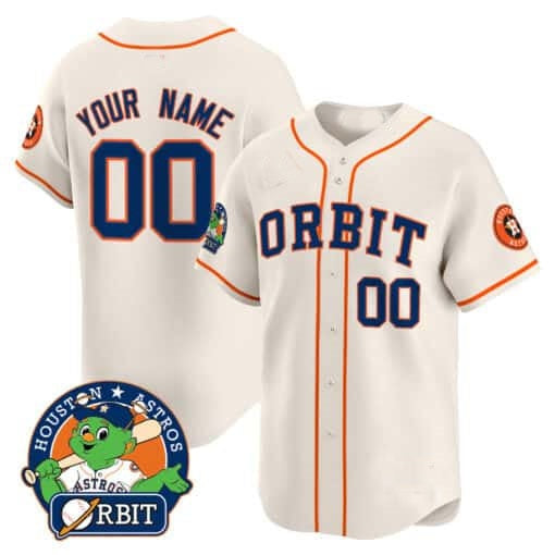 Custom Houston Astros Orbit Patch Vapor Premier Limited Jersey ¨C Cream MWATKINS