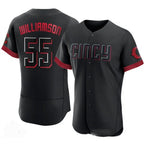 Cincinnati Reds #55 Brandon Williamson Black MWATKINS 2023 City Connect Cool Base Stitched Jersey