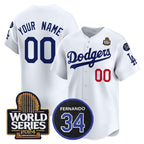 Custom Los Angeles Dodgers ACTIVE PLAYER White MWATKINS 2024 World Series With Fernando Memorial Patch Limited Stitched Jersey