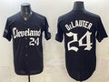 Cleveland Guardians #24 Chase DeLauter Black MWATKINS Gothic Vapor Premier Limited Stitched Jersey