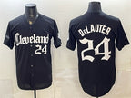 Cleveland Guardians #24 Chase DeLauter Black MWATKINS Gothic Vapor Premier Limited Stitched Jersey
