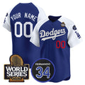 Custom Los Angeles Dodgers ACTIVE PLAYER Royal White MWATKINS 2024 World Series With Fernando Memorial Patch Limited Stitched Jersey