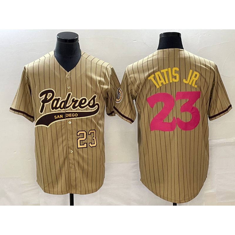 San Diego Padres #23 Fernando Tatis Jr Number Tan MWATKINS NEW 2023 City Connect Cool Base Stitched Jersey
