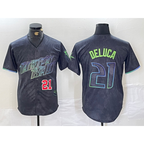 Tampa Bay Rays #21 Jonny DeLuca Number Charcoal MWATKINS 2024 City Connect Limited Stitched Jerseys 2